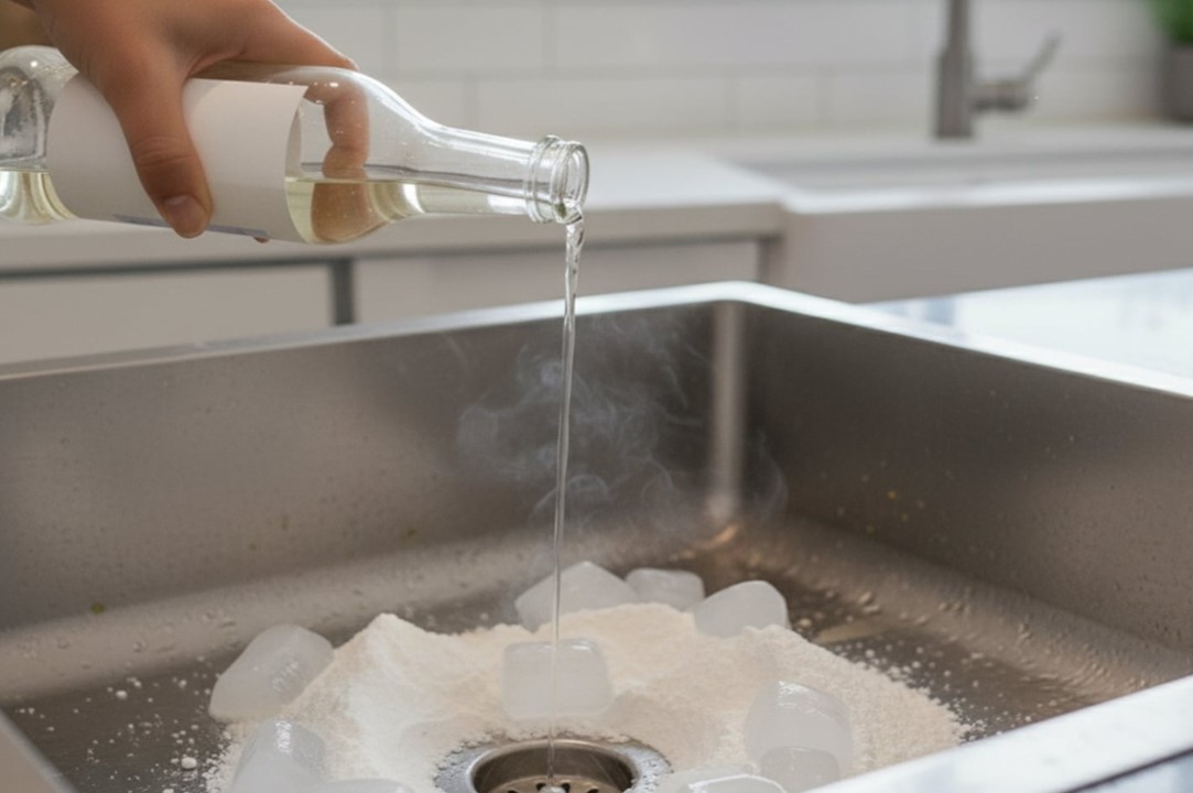Szódabikarbóna, ecet és jégkockák: hatékony házi trükk a konyhai lefolyó tisztítására 3 Szódabikarbóna, ecet és jégkockák: hatékony házi trükk a konyhai lefolyó tisztítására